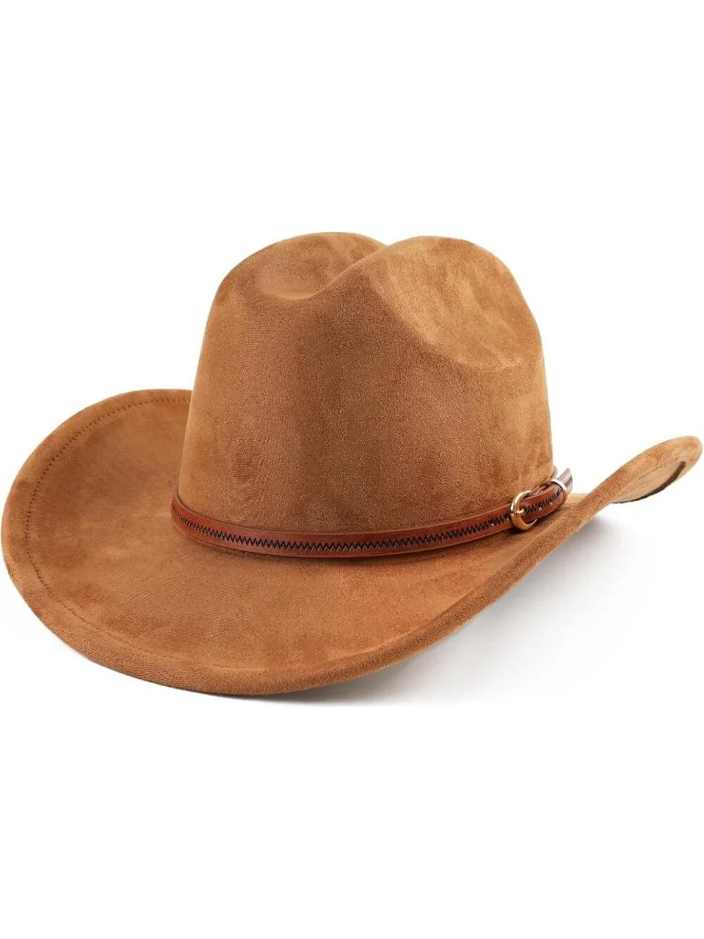 Men's Brown Faux Suede Wide Brim Western Cowgirl Cowboy Hat